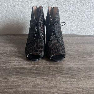 Louise et Cie Black Leopard Lace-Up Ankle Boots